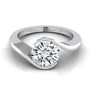 Half Bezel Tension Set Solitaire Engagement Ring Setting in Platinum