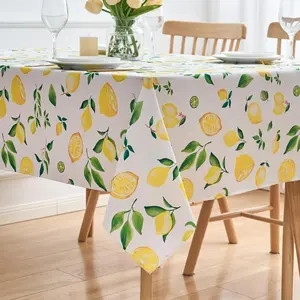 2D Flat Party Tablecloth 1pc, Lemon Theme Rectangular Tablecloth, Polyester Material, Ideal for Outdoor Gatherings, Picnics, Kitchen Use