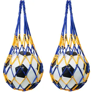 2pcs Ball Mesh Bag, Portable Bold Basketball Volleyball Football Nylon Ball Mesh Bag Suitable for Various Ball Storage Mesh Ball Bag with Two Inflation Pins