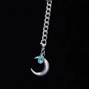 VelourBliss Silver Moonlit Dream Necklace - Silver Titanium Steel Crescent Moon Pendant with Changeable Charm - Waterproof Tarnish-Resistant Minimal Unisex Necklace for Daily Wear & Quiet Secret Connections