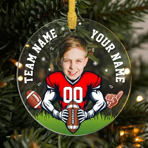 Custom 2024 American Football Christmas Ornament, Personalized Player Face, Jersey Number, And Team Name, Unique Holiday Decoration For Football Fans, Players