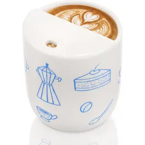 Ceramic Mug with Sip Hole 10 oz Novelty Coffee Mug Hand Painted Ceramic Cup Heat Resistant Non Slip  in  Lid  Mugs for Coffee Lovers( ,Blue,1 Pcs)
