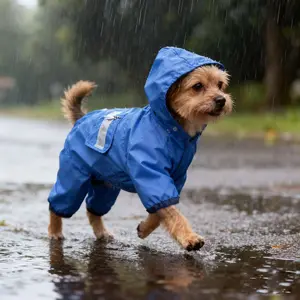 Lightweight Dual-Layer Dog Raincoat, Universal Fit with Leash Hole, All-Season Outdoor Protection for Small Dogs Like Corgi, Teddy and Puppy, Clothing