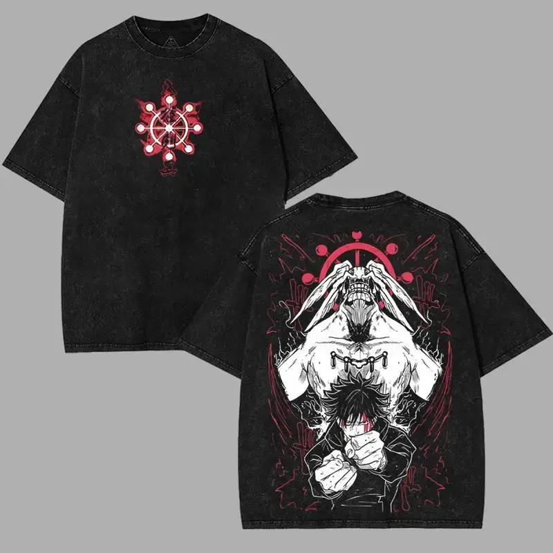 Anime Manga 2 sided Washed T-shirt Menswear Soft Top graphic tee,men's t shirts,graphic shirts,humor graphic tee,cotton graphic tees, funny graphic tee,vintage shirts,good graphic tees,book merch,men's summer t shirts, kmfdm shirt