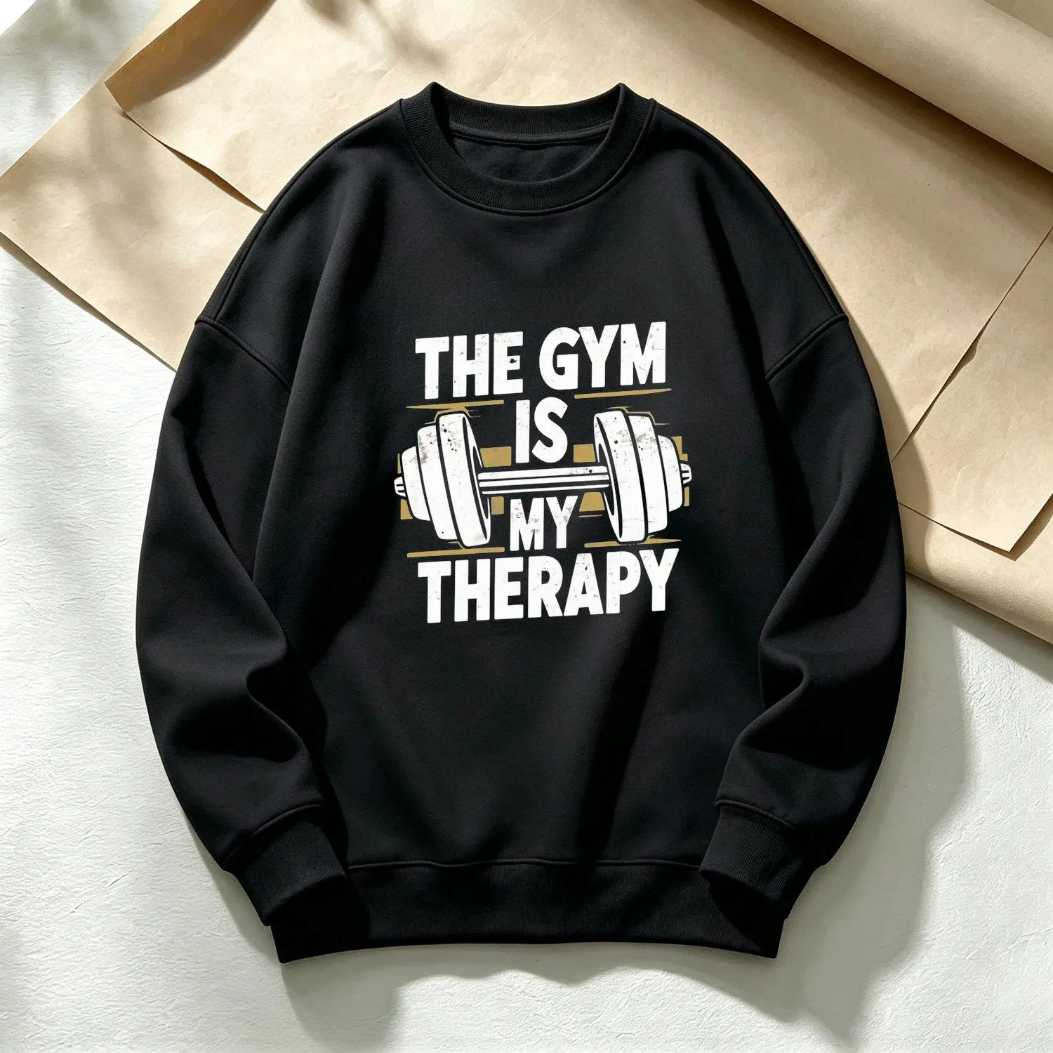 Motivational Weightlifting Men's Sweatshirts Lifting Dumbbells Graphic Long Sleeve Crew Neck Pullover Regular Fit  Gym Casual Apparel for Spring Summer Fall Comfortable Style