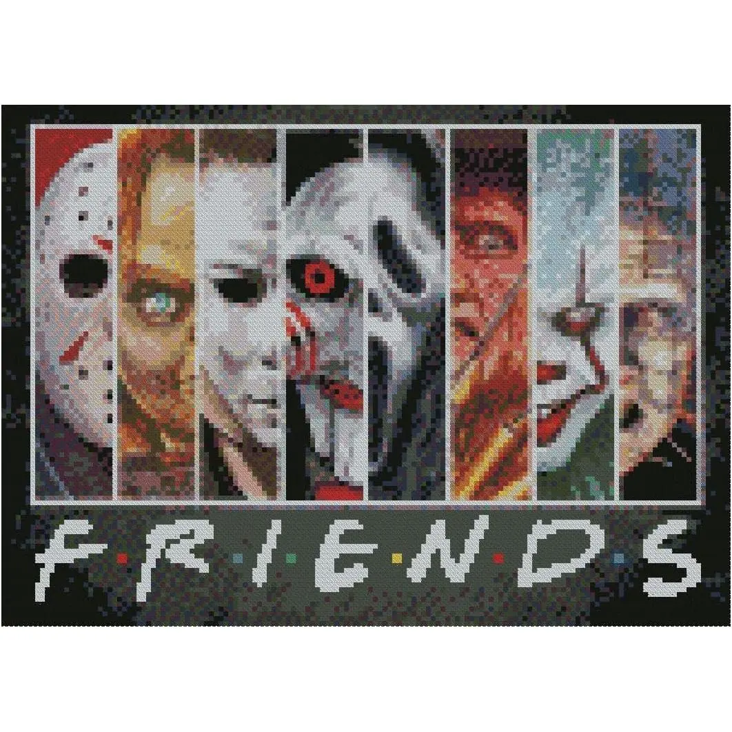 11CT Halloween Horror Cross Stitch Stamped Kit - Beginner-Friendly DIY Needlework Arts Craft for Hobbies Kit Adults, Fabric Thread, Horror Art, Home Wall Decor
