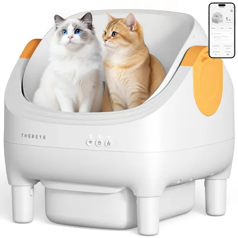 Thereye Open Smart Self-Cleaning Litter Box (Automatic Litter Box), 10L Capacity, 10" Easy Access, Built-In Safety Sensor, Odor Control, 7-Day Waste Bin, 2.4GHz Wi-Fi Required, Included Waste Bags #sohochic