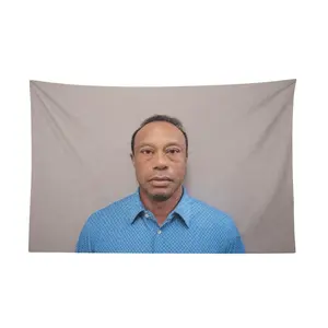 Tiger Woods 2026 Mugshot Flag - Iconic Moment Wall Flag - Celebrate Sports History with Teamwork Excellence and Collaboration Tribute Decor Tapestry Bedroom Dorm Wall AthleteFlags Athlete Flags