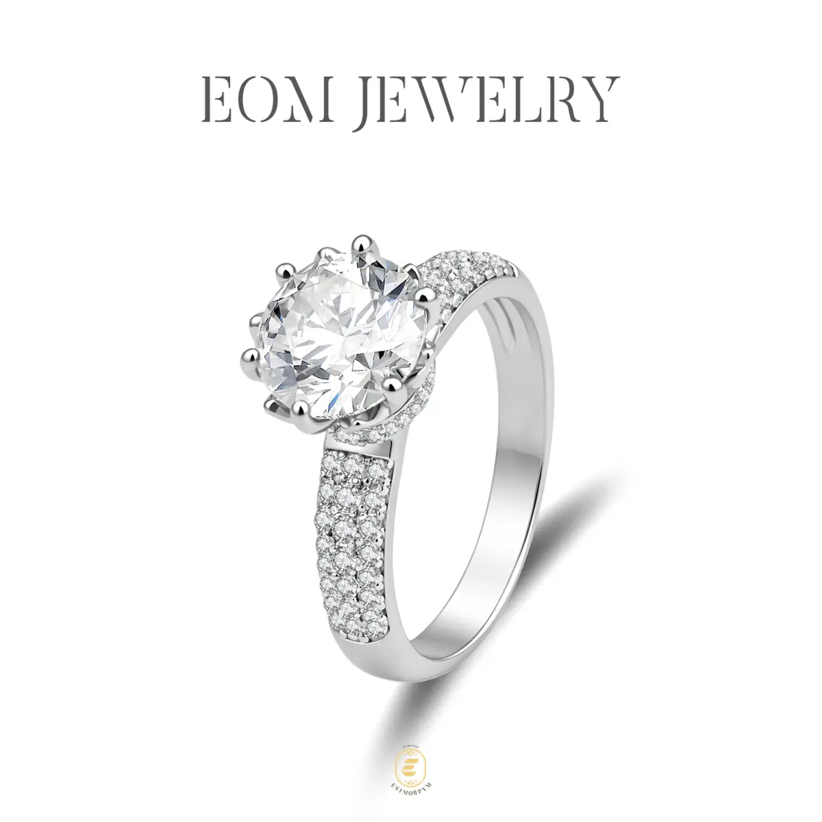 Moissanite 2ct Everlasting Spotlight Crown Ring Silver-Plated Jewelry Wedding Engagement Anniversary Valentine's Day Birthday Gift Daily Wear