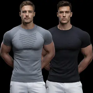 Nadsir Men's Compression Tights, High-Elasticity One-Knit Fabric, Breathable Quick-Dry Sports Short-Sleeve T-Shirt, Gym Workout Running Training Top, 2026 Summer New Men's Training Wear