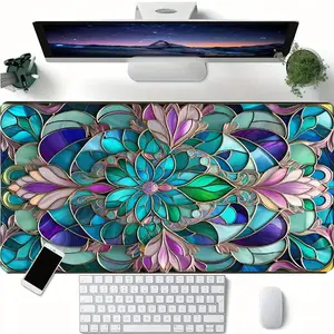 Floral Mandala Design Mouse Pad, 1 Count Gaming Mouse Pad, Non-Slip Rubber Base Stitched Edge Desk Pad for Desk Laptop Desktop