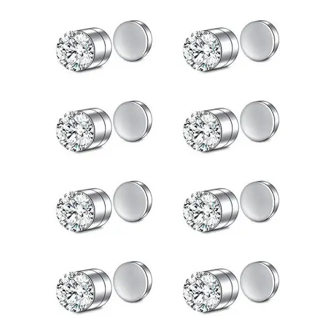 No Piercings Magnetic Fake Nose Rings Studs, Punk Style Magnetic Nose Stud Clip On Lip Ear Non Pierced Jewelry for Women Men Silvery Black Golden 3mm