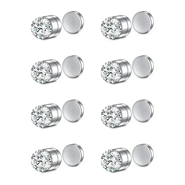 Magnetic Nose Studs, 8-Pack 3mm Basic Round Stainless Steel Fake Piercing Jewelry with Magnetic Clip for Women & Men, Nickel-Free for Daily Wear, Unisex