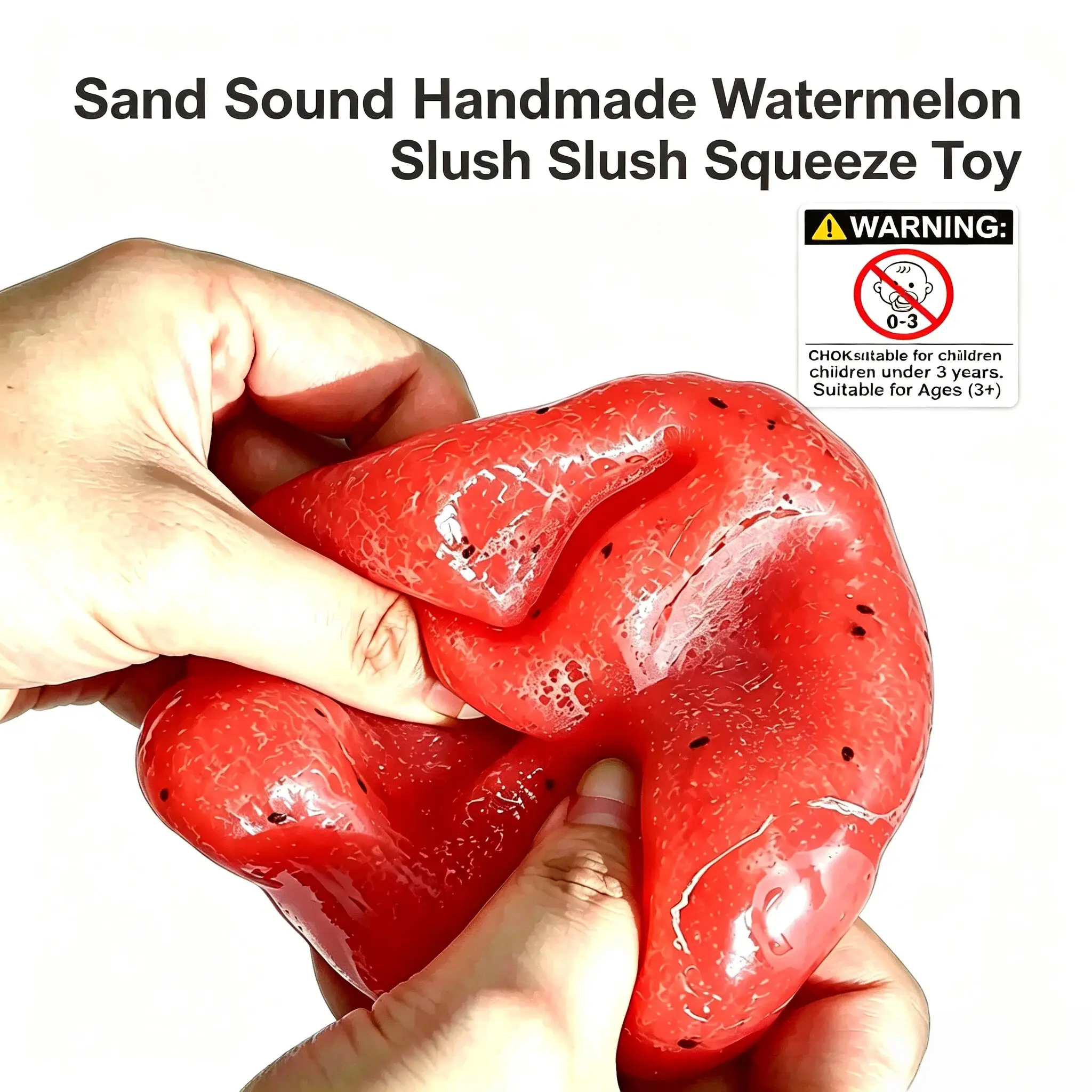 Handmade Watermelon Slush Squishy Stress Ball - Moldable Soft Squeeze Fidget Prop with Gentle Rustling ASMR Sounds, Anxiety Relief Sensory Item, Relaxing Gift for All Ages, Toys & Hobbies Stress Relief Pick