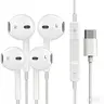 2 Pack USB-C Wired Earbuds and Cables Headset In Ear Earphones for iPad Pro iPhone 15 Series, Hi-Fi Stereo Audio Sound with Mic Volume Control, Universal Android Smartphone Compatible Wired Iems