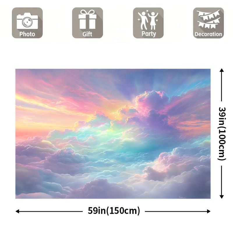 [ Dreamy Clouds Photography Backdrop] Clouds Photography Backdrop Banner, Durable Polyester, Versatile Studio Prop, General Fit, with No Electricity Required, for Booths, Events, and Parties 60X40 Colorful Tapestry Decoration Gift Hand Wall Ornaments Room