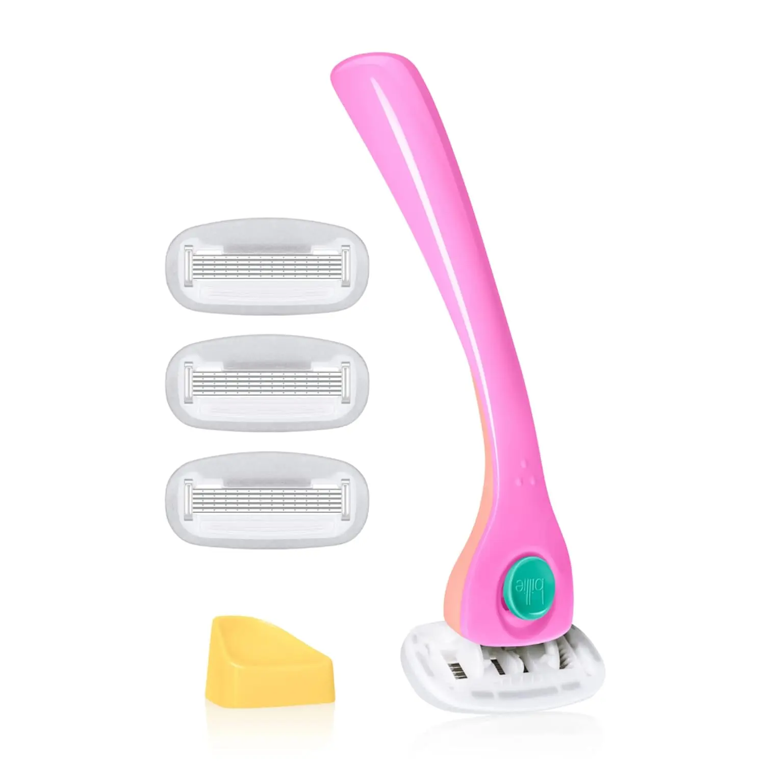 Billie Razors for Women, Malibu - 1 Handle, 4 Refills & Magnetic Holder | 5 blade womens razors for sensitive skin, Surrounded by aloe shave soap, Ergonomic handle, Pivoting head, Magnetic Holder
