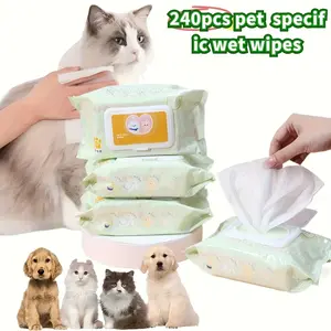 240pcs Pet Wet Wipes for Cats and Dogs - Tear-Resistant, Body-Washing-Free, Odor-Removing Cleaning Tissues Suitable for Daily Use and Travel