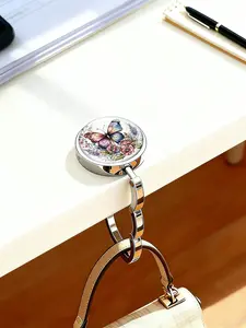 Foldable Wallet Hook, Lady Handbag Hook, Purse Hook, Butterfly Pattern, Desktop Wallet Stand, Elegant Design for Organizing Accessories