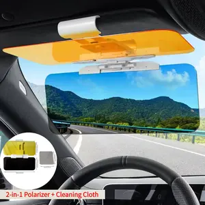 Car Sun Visor Extender, 2-In-1 Design for Day and Night Use, Anti-Glare, UV Protection, Windshield Sun Shade, Polarized Mirror + Cleaning Cloth, Windshield Sunshade
