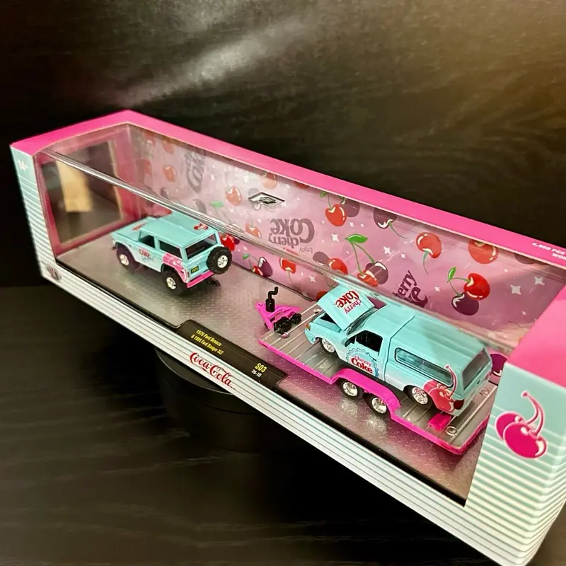 M2 Machines Cherry Coke Die-Cast Vehicle Set - 1976 Ford Bronco, 1995 Ford Ranger XLT, 4050 Global Limited Production Pieces