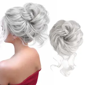 1PCS Messy Bun Hair Piece Wavy Curly Thick Updo Hairpiece Synthetic Chignon Hair Bun Scrunchies Extension for Women