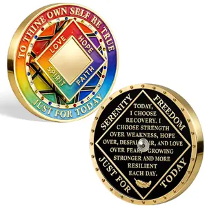 1-3 Year Rotating Sobriety Coin NA Recovery Medallion, Spinner AA Sobriety Chip with Serenity Prayer, Inspirational Affirmation Recovery Token, Clean Time Sobriety Gift for Men Women