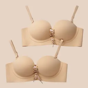 2 Pieces Bra Pack, Striped Lace-Up Push Up Bra, Adjustable Straps & Supportive Fit Everyday Womenswear women minimizer Bridal