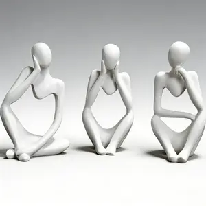 Abstract Resin Thinker Statue - Modern Sculptural Figurine for Home Decor, Bookshelf & Desk Accents, Ideal Housewarming Gift