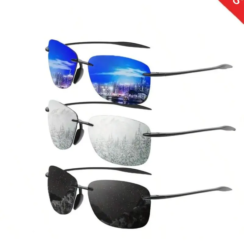 Men's Sporty Frameless Polarized Hiking Sunglasses, Cycling Sunglasses, Biking Sunglasses, Cycling Shades, Outdoor Cycling Eyewear, Casual Non-Slip Lightweight Running Sunglasses for Everyday Use, Fashion Accessories for Outdoor Activities