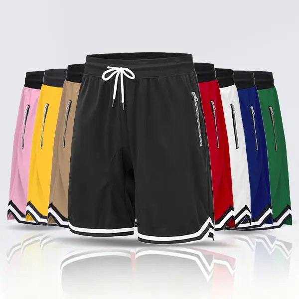 Men's Athletic Basketball Shorts, 4-Pack Breathable Baggy Fit with Elastic Waistband and Zipper Pockets for All-Season Wear, Men’s Shorts, Athleisure Bottoms, Daily Wear Sportswear, Activewear Men's Shorts