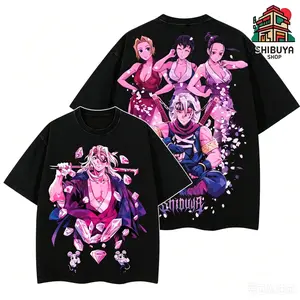 [Shibuya] Tengen Uzui & 3 Wives Demons Slayer Vintage Unisex Oversize Anime Manga Acid Washed Heavyweight Cotton T-Shirt, Graphic Tee, Anime Merch Fan, Outfits Men Anime Merch