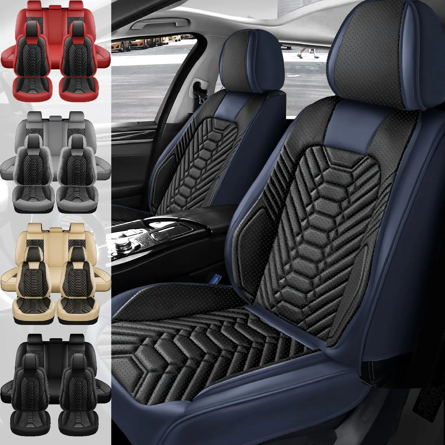 Truck Seat Covers for Chevy Chevrolet Silverado GMC Sierra 2007-2026 1500 | Custom Fit 2500HD 3500HD Trail Boss Z71 Pickup Crew Double Extended Cab Waterproof Nappa Leather Full Set,Standard 5-Seats Covers Protector Interior Decoration