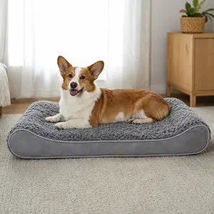 PAWFECT™ Bed Company and PET Supply Orthopedic Dog Bed, Gray, Plush Fur Top, Waterproof Liner, Machine Washable, for Small to X-Large Dogs