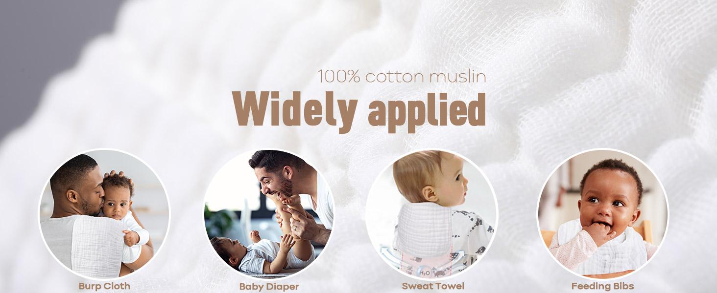 Yoofoss Muslin Wash Cloths Set of 10 Pack for Boys and Girls - 100% Cotton Baby Bath Face Towel Washcloths, Large 20''X10'' Super Soft and Absorbent