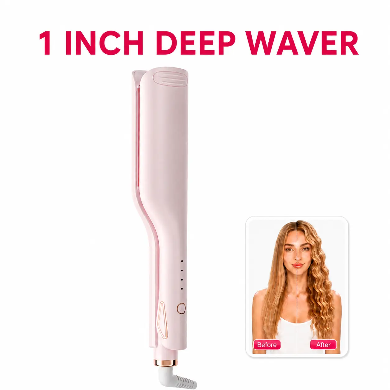 Hair Crimper & Curling Wand for Beach Waves with Ionic Technology, Dual Voltage & Lightweight Design, Reducing Frizz & Damage, Perfect for Travel DealsForYouDays