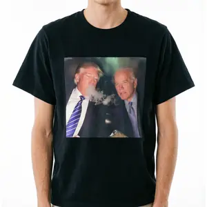 Funny Trump & Biden Cartoon Smoking Graphic Tee Men T-Shirt Unisex Y2K Graphic Tee (Viral) TikTok Shop Deals S-3XL