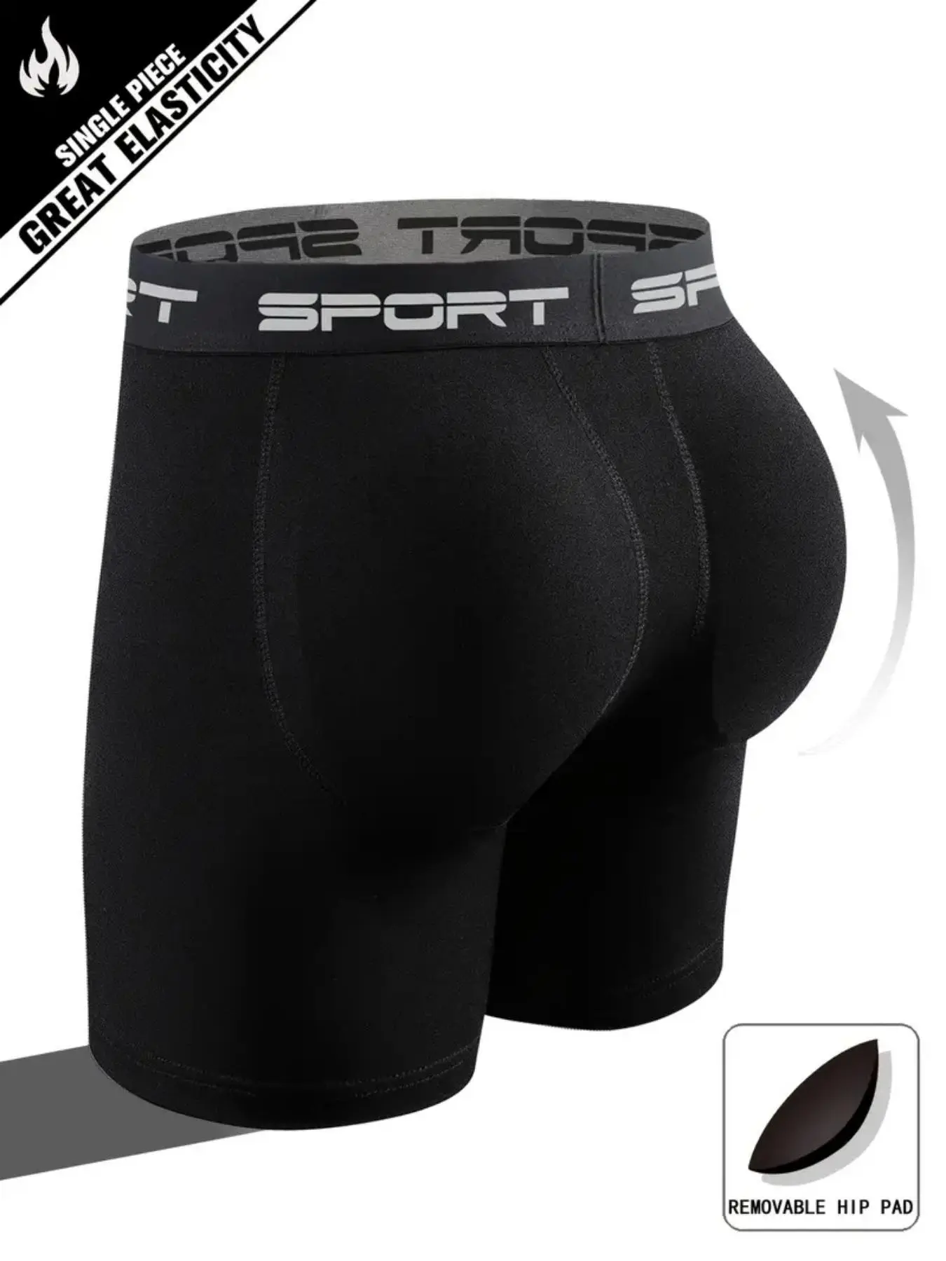 Upgraded Men's Long Boxer Shorts – Detachable Padded Design for Butt Lift, Ultra Soft & Supportive, Sporty Sexy Fit for Workout & Lounge