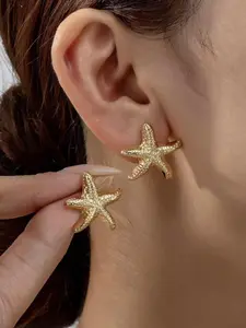 Vintage Elegant Starfish Design Stud Earrings, Fashionable Jewelry for Women & Girls, Trendy All-match & Exquisite Jewelry for Birthday Gift, High Quality Earrings