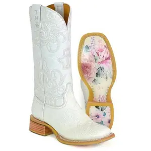 Women's Tin Haul Wedding Boots with Yes I Do Sole Handcrafted White