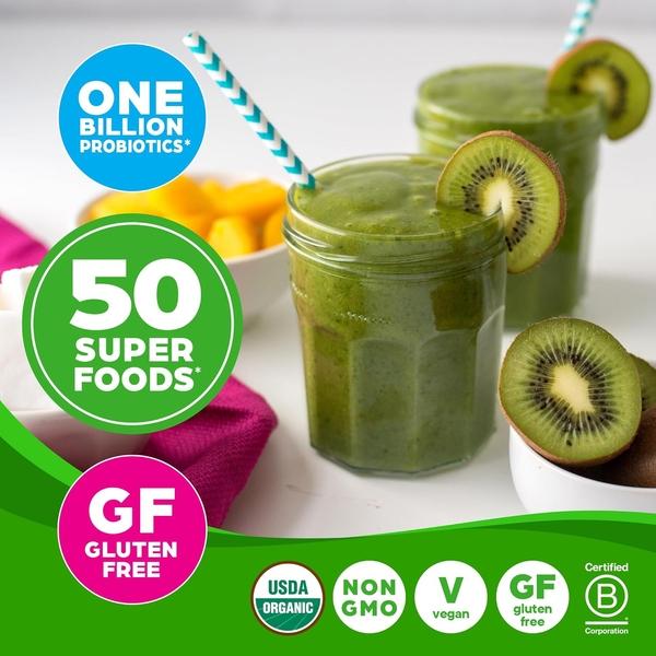 Organic Greens Powder + 50 Superfoods, Original - 1 Billion Probiotics for Digestive Health, Antioxidants, Vegan, Plant-Based, Gluten-Free, Non-GMO, Green Juice & Smoothie Drink Mix - 0.62lb