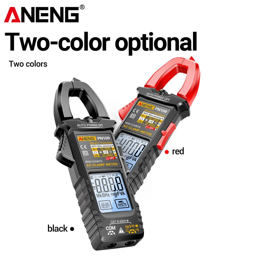 ANENG PN109 Smart Touch-Screen Clamp Digital Multimeter - 4000 Counts, 600A AC Current Circuit Tester Tool, NCV Non-Contact Voltage Detector, Wire Grip, Measures AC/DC Voltage Resistance Capacitance Diodes, ABS Plastic for Industrial Equipment, Digital Di