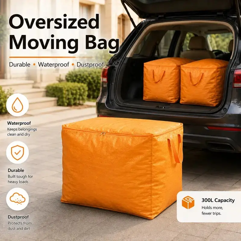 300L Extra Large Moving & Storage Bag, Thick Durable Dustproof Organizer for Clothes, Bedding, Dorm, Moving & Home Storage