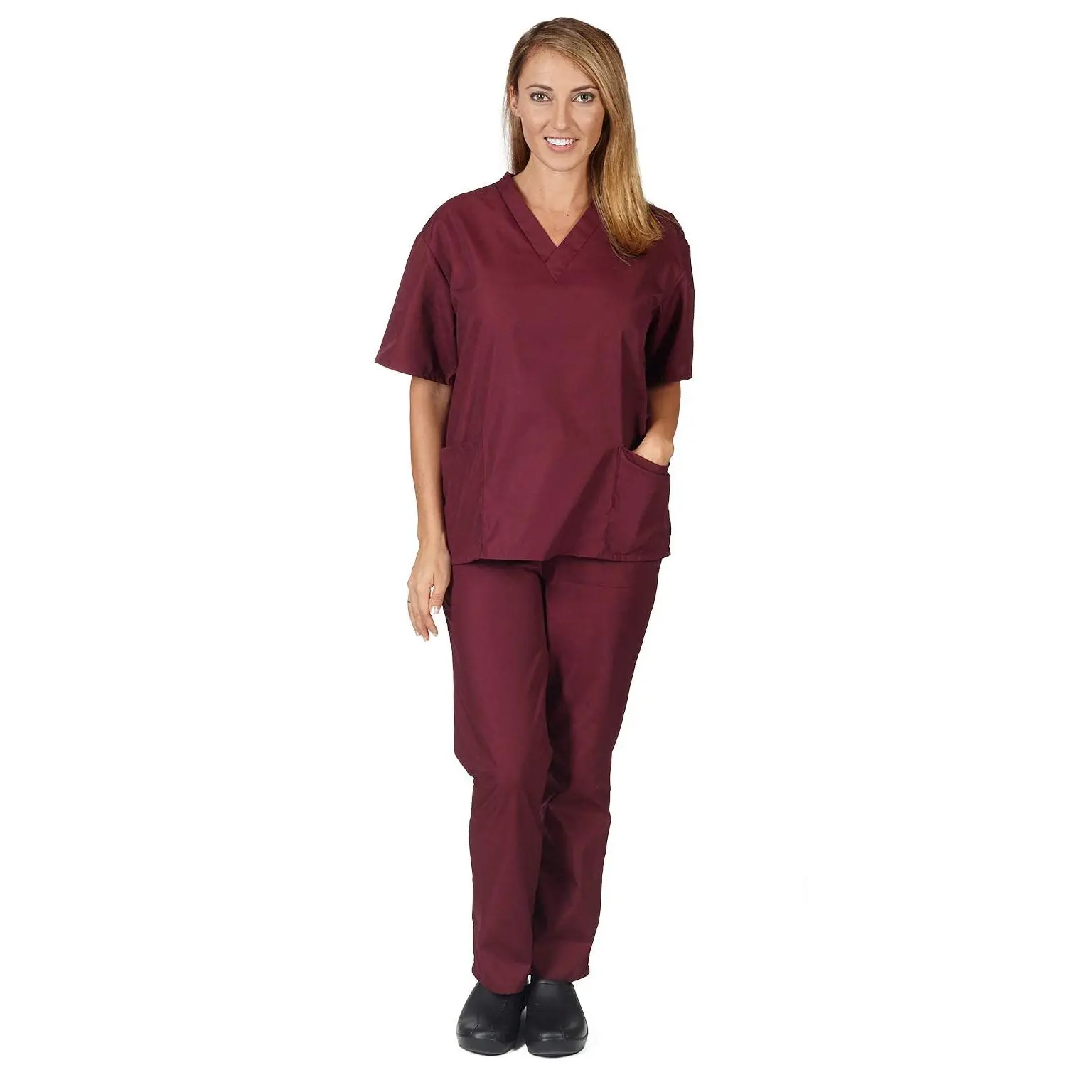 ACTIVE UNIFORMS Women's Scrub Set – V-Neck Top & Elastic Pants, Lightweight & Durable