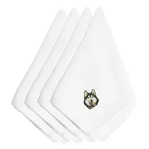 Carolines Treasures  Siberian Husky Embroidered Napkins, Set of 4