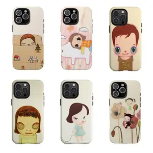 Yoshitomo Nara custom color case for iPhone 17 16 15 14 13 12 Pro Max, elegant Japanese-style protective case for Samsung gift for her