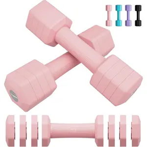 Adjustable Dumbbells Set, 4 in 1 Hand Weights Set for Women Men 10 LB Dumbbells Pair Each 2lbs 3lbs 4lbs 5lbs Weights Dumbbells Set with TPU Soft Rubber Handle for Home Gym Exercise Fitness
