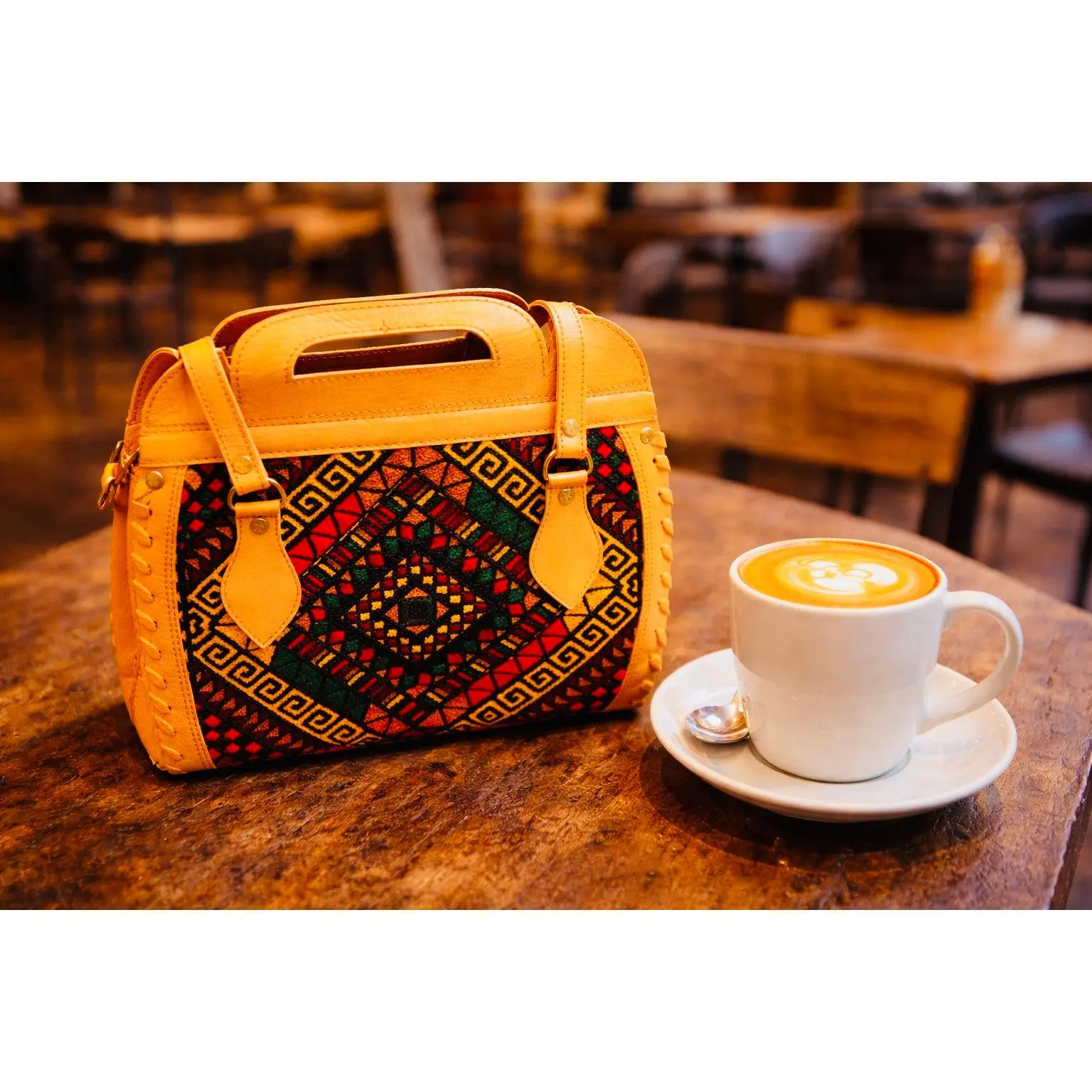 Folk Women's Crossbody & Shoulder Bags, Elegant Embroidered Purse with Authentic Afghan-Inspired Art Design, Handcrafted, Geometric, Soft, Sturdy Strap, Embroidery, Handmade Craft, Shoulder Strap, Pure Leather, Bags For Everyday, Everyday Bag