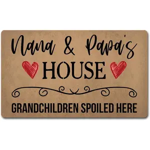 Funny Welcome Doormat Home Decor Rugs Welcome Mat with Rubber Back (18 x 30)inch Nana & Papa's House Grandchildren Spoiled Here Doormat For Entrance Way Indoor Mats Front Door No Slip Kitchen Mats