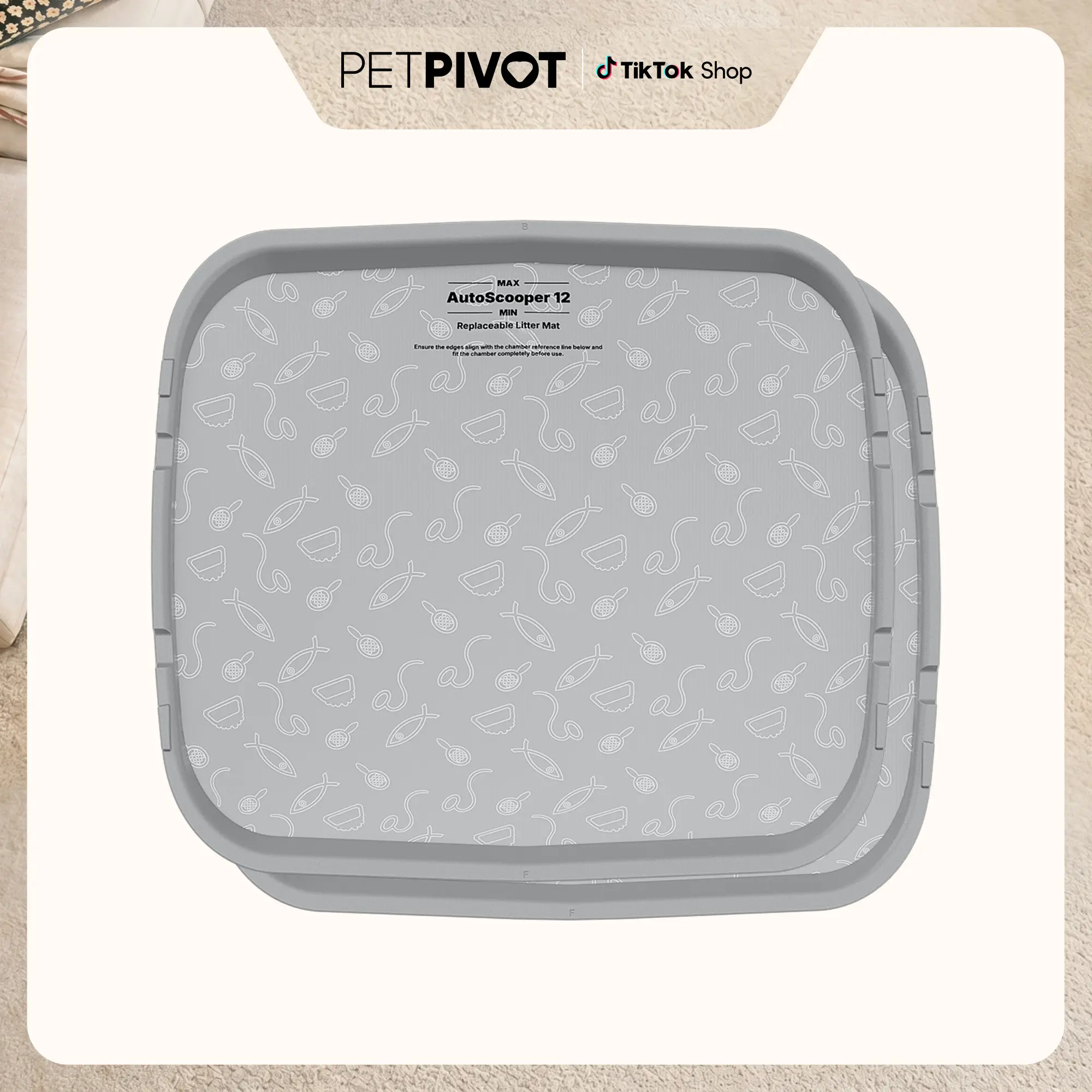 PetPivot AutoScooper 12 Lite Cat Litter Box Pad, 2-Pack Waterproof Replacement Liner Pads for Self-Cleaning Cat Litter Box